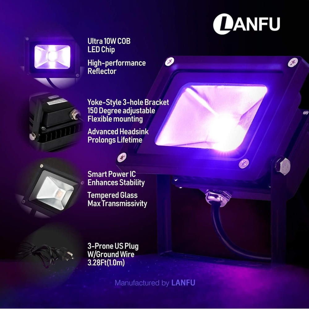 2pk LED UV Black Light Floodlight - Picture 3 of 11